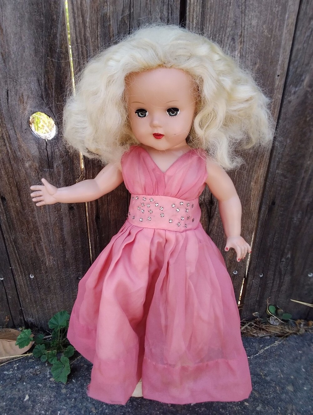 Vintage Doll Antique 40s 50s Blonde Walker Blue Eyes 20"